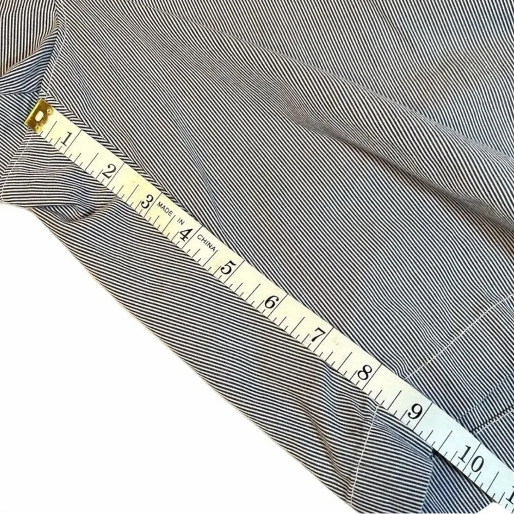 Mens Blue White Pinstripe Chino Shorts Size 35 Banana Republic Aiden Cotton